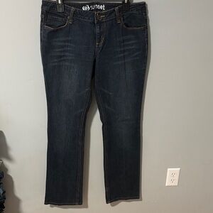 Bullhead Vintage Sunset Women's Straight Leg Jeans - Dark Blue Y2K hip hugger